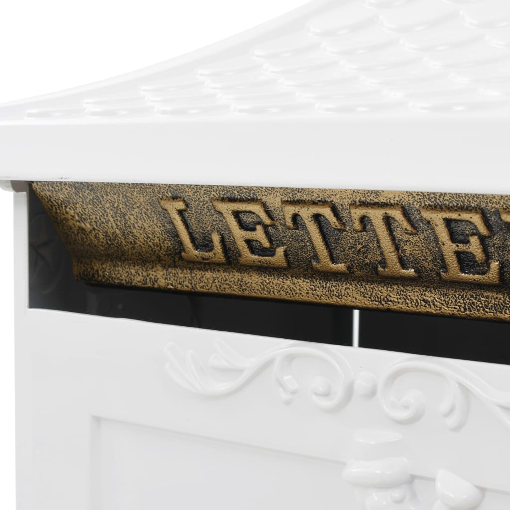 vidaXL Boîte aux lettres sur pied Aluminium Vintage Antirouille Blanc