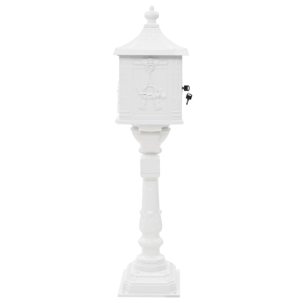 vidaXL Boîte aux lettres sur pied Aluminium Vintage Antirouille Blanc