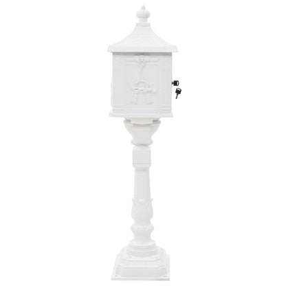 vidaXL Boîte aux lettres sur pied Aluminium Vintage Antirouille Blanc