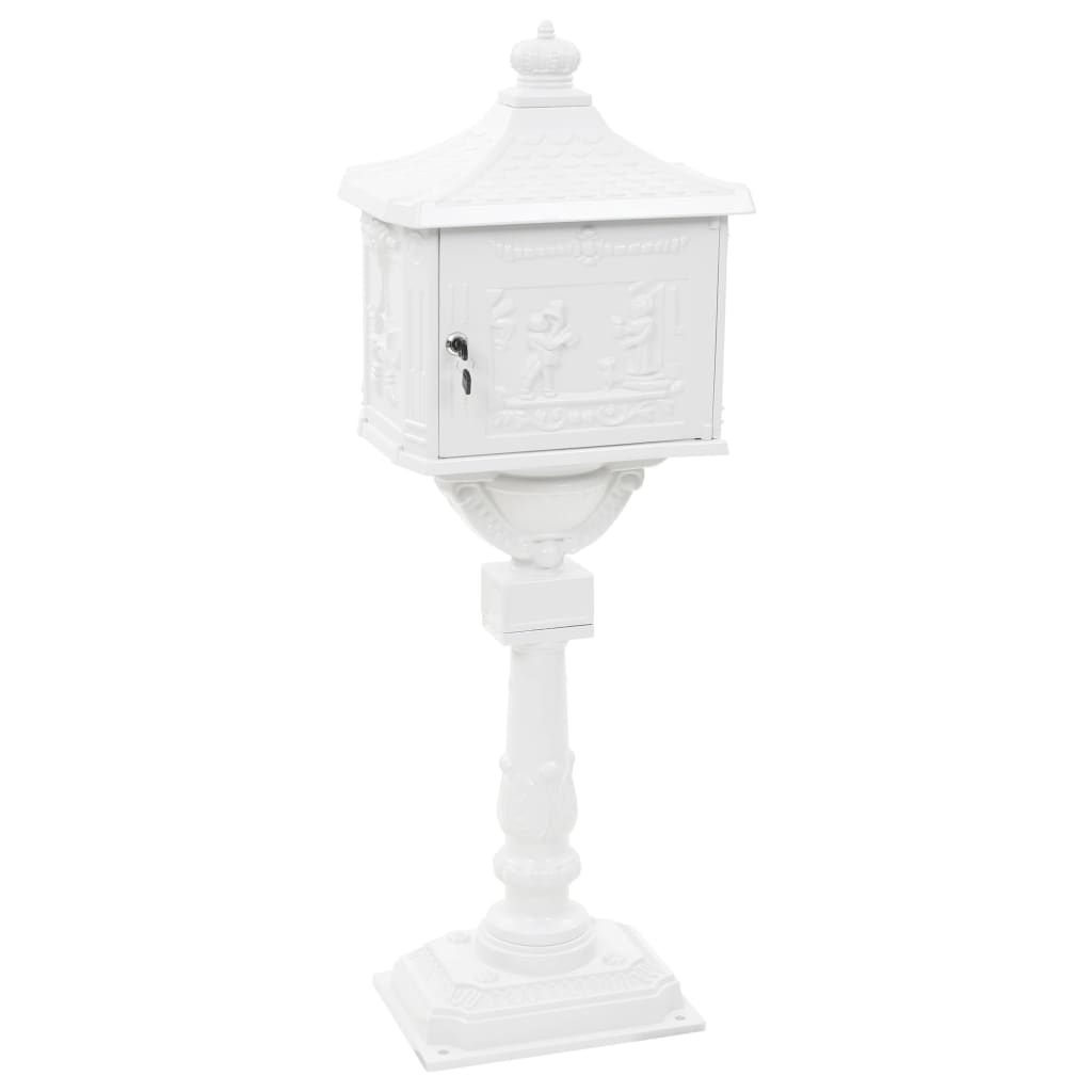vidaXL Boîte aux lettres sur pied Aluminium Vintage Antirouille Blanc