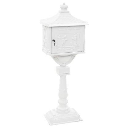 vidaXL Boîte aux lettres sur pied Aluminium Vintage Antirouille Blanc