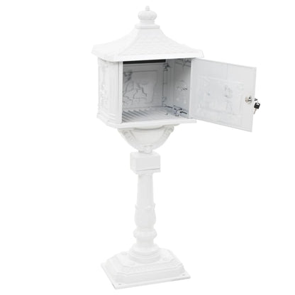 vidaXL Boîte aux lettres sur pied Aluminium Vintage Antirouille Blanc