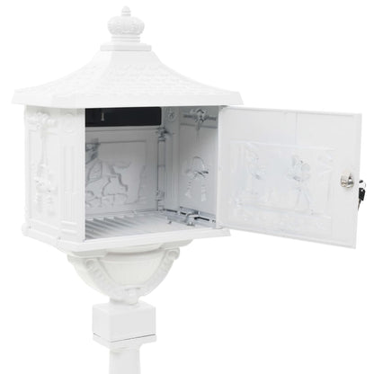 vidaXL Boîte aux lettres sur pied Aluminium Vintage Antirouille Blanc
