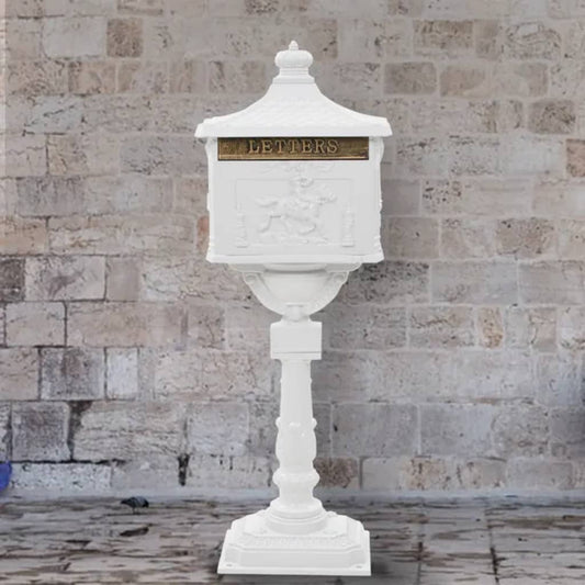 vidaXL Boîte aux lettres sur pied Aluminium Vintage Antirouille Blanc