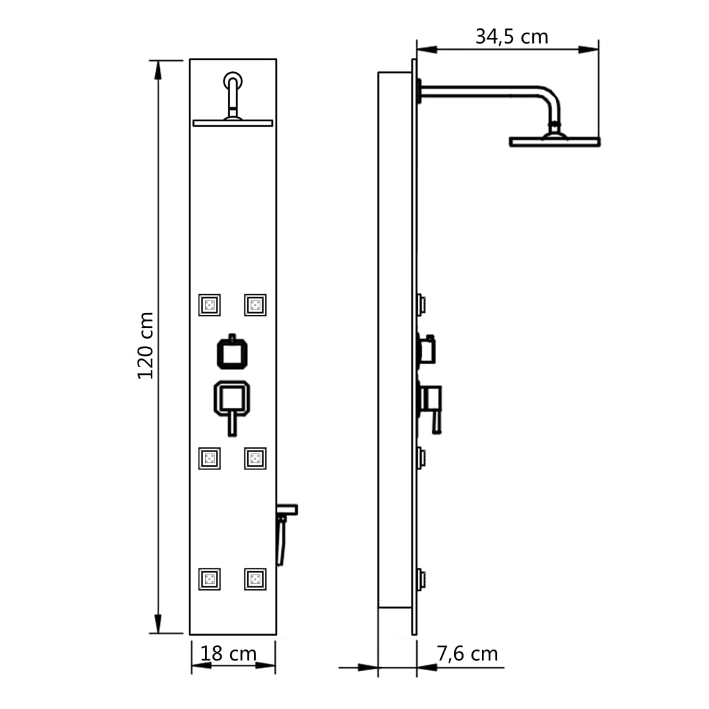 vidaXL Panneau de douche Verre 18 x 42,1 x 120 cm Noir