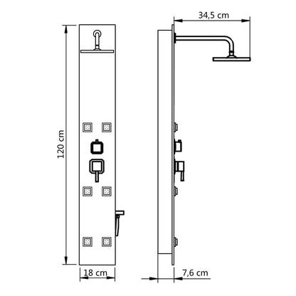 vidaXL Panneau de douche Verre 18 x 42,1 x 120 cm Noir