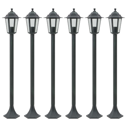 vidaXL Lampe de jardin à piquet 6 pcs E27 110 cm Aluminium Vert foncé