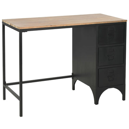 vidaXL Bureau à piédestal unique Bois de sapin et acier 100x50x76 cm