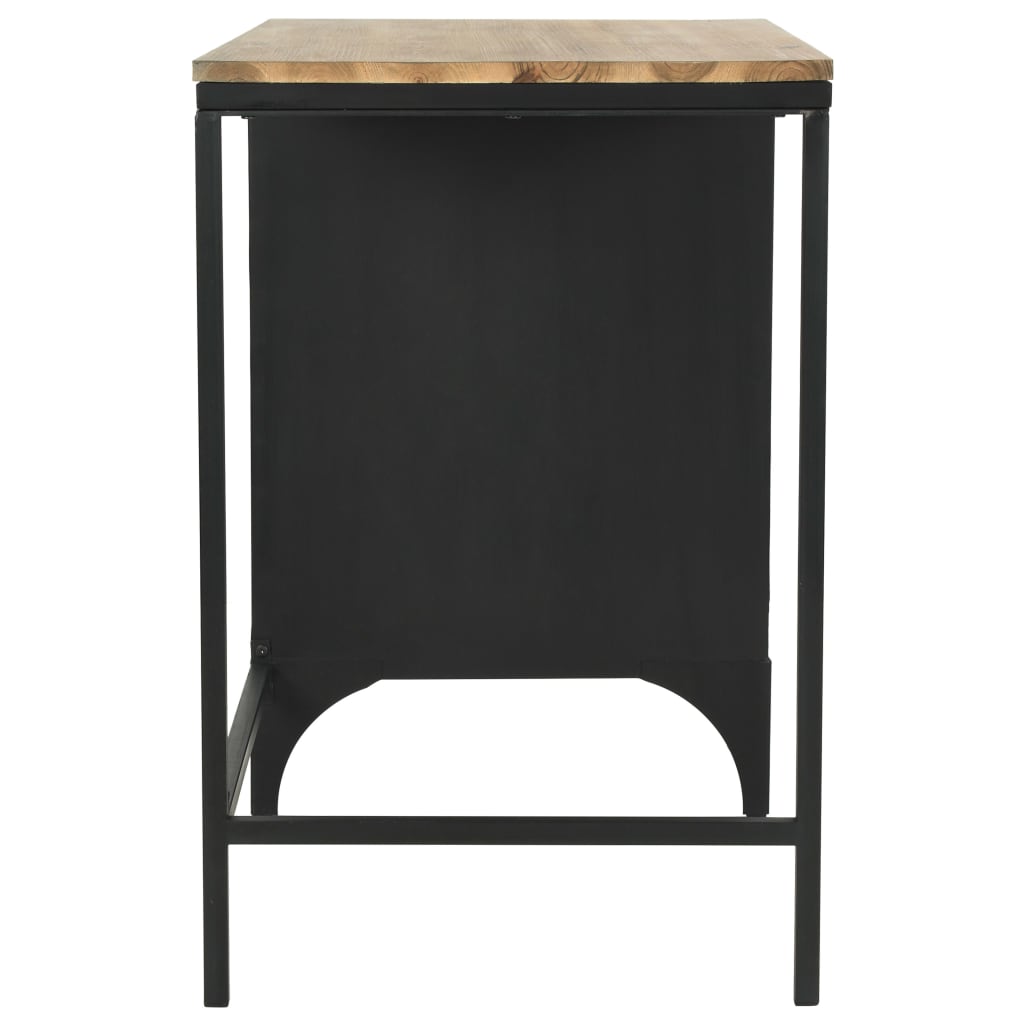 vidaXL Bureau à piédestal unique Bois de sapin et acier 100x50x76 cm