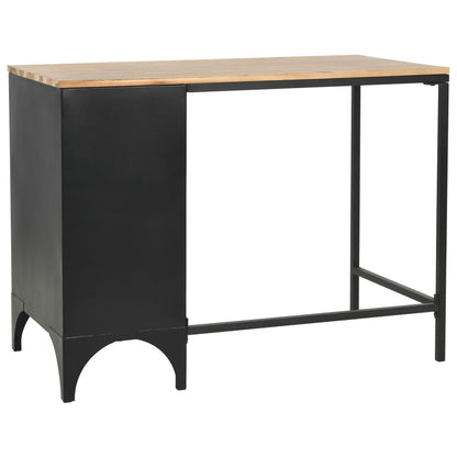 vidaXL Bureau à piédestal unique Bois de sapin et acier 100x50x76 cm