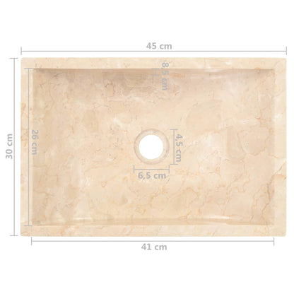 vidaXL Lavabo 45x30x12 cm marbre crème brillant
