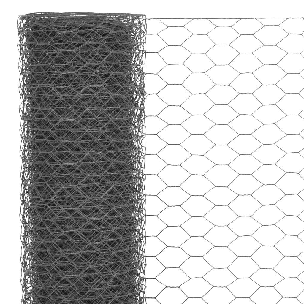 vidaXL Grillage Acier avec revêtement en PVC 25x1,5 m Gris