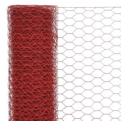 vidaXL Grillage Acier avec revêtement en PVC 25x1 m Rouge