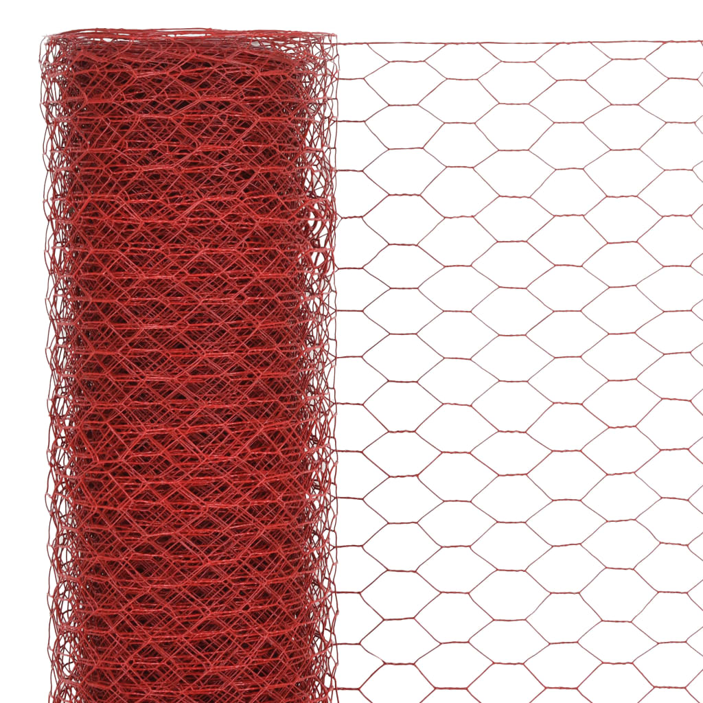 vidaXL Grillage Acier avec revêtement en PVC 25x1 m Rouge