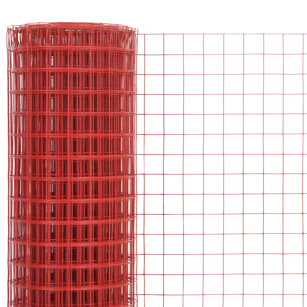 vidaXL Grillage Acier avec revêtement en PVC 10x0,5 m Rouge