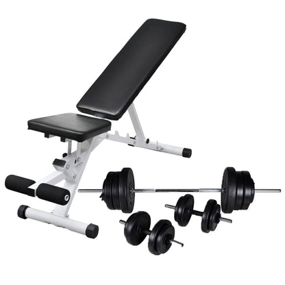 vidaXL Banc d'entraînement avec jeu d'haltères et de disques de poids 60,5 kg