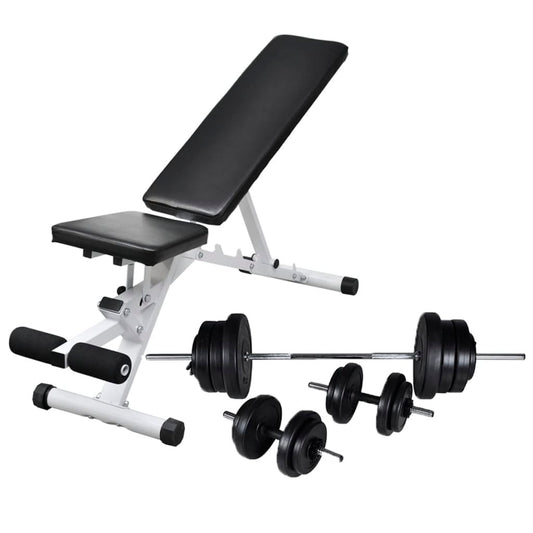 vidaXL Banc d'entraînement avec jeu d'haltères et de disques de poids 60,5 kg