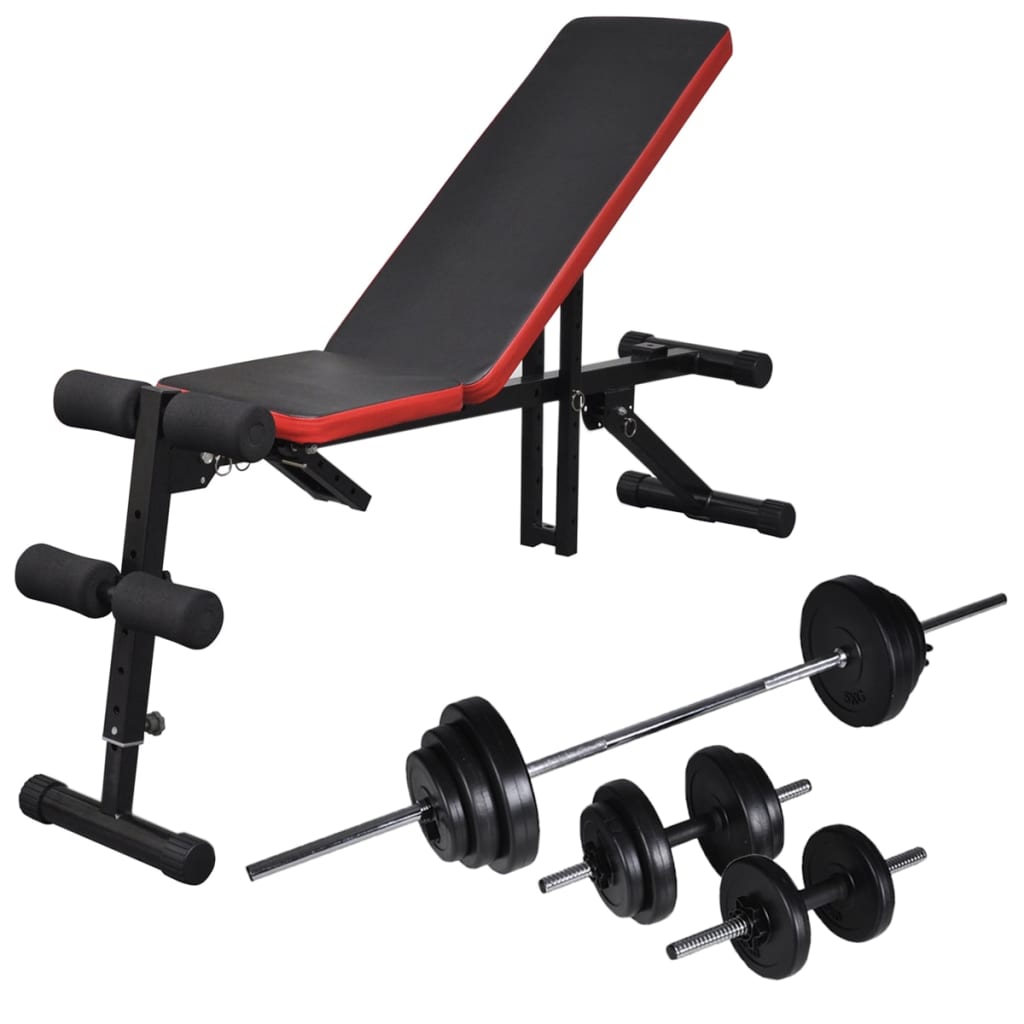 vidaXL Banc d'entraînement réglable avec jeu d'haltères 30,5 kg