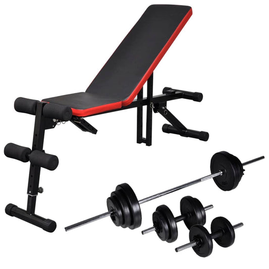 vidaXL Banc d'entraînement réglable avec jeu d'haltères 30,5 kg