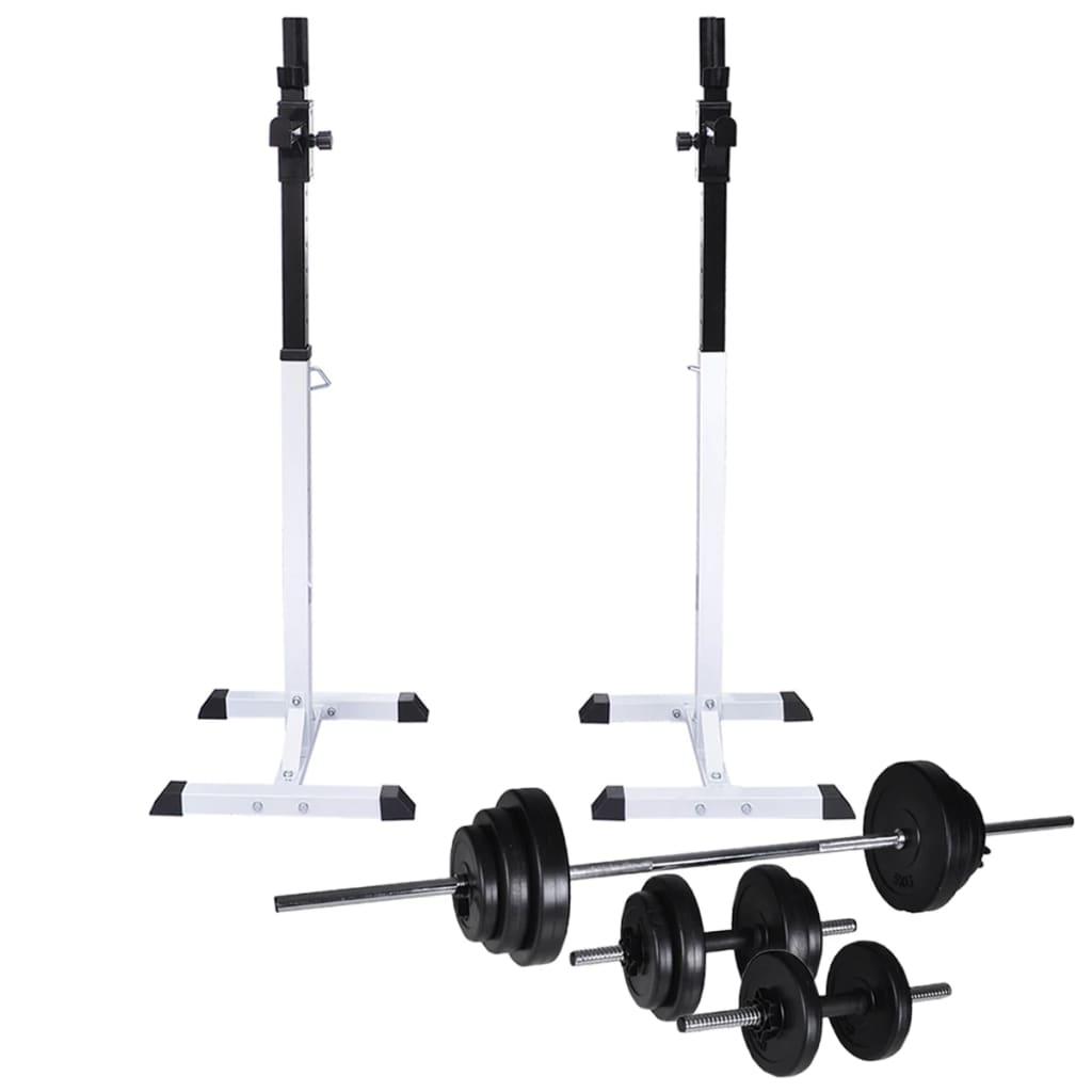 vidaXL Support d'haltères avec jeu d'haltères et de poids 30,5 kg