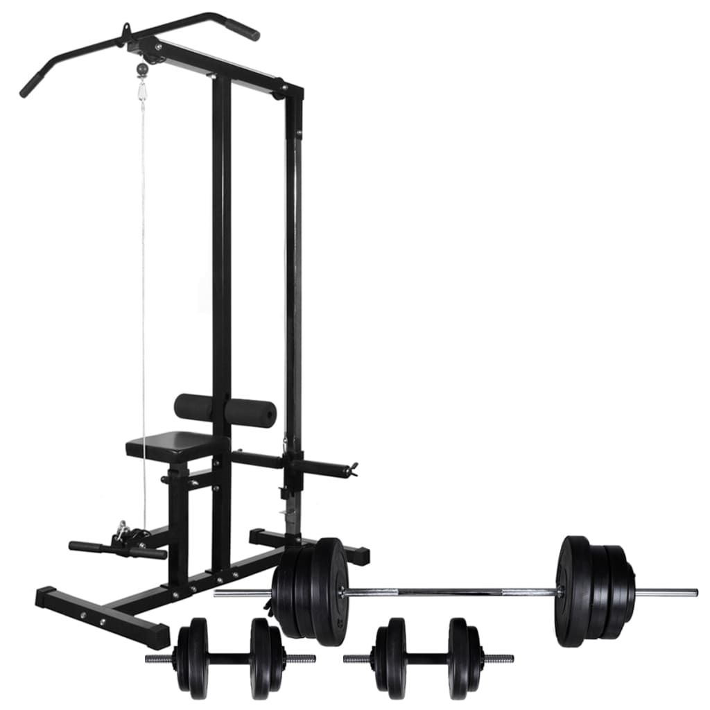 vidaXL Tour de musculation avec jeu d'haltères et poids 60,5 kg