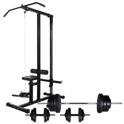 vidaXL Tour de musculation avec jeu d'haltères et poids 60,5 kg