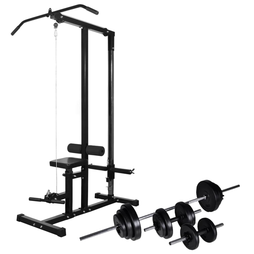 vidaXL Tour de musculation avec jeu d'haltères et poids 30,5 kg