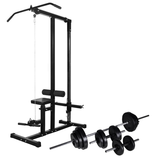 vidaXL Tour de musculation avec jeu d'haltères et poids 30,5 kg