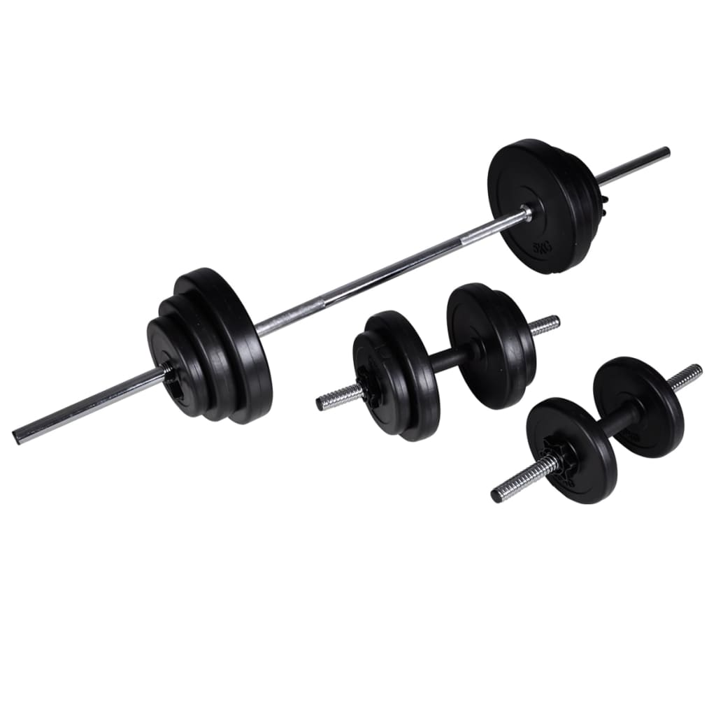 vidaXL Tour de musculation avec jeu d'haltères et poids 30,5 kg
