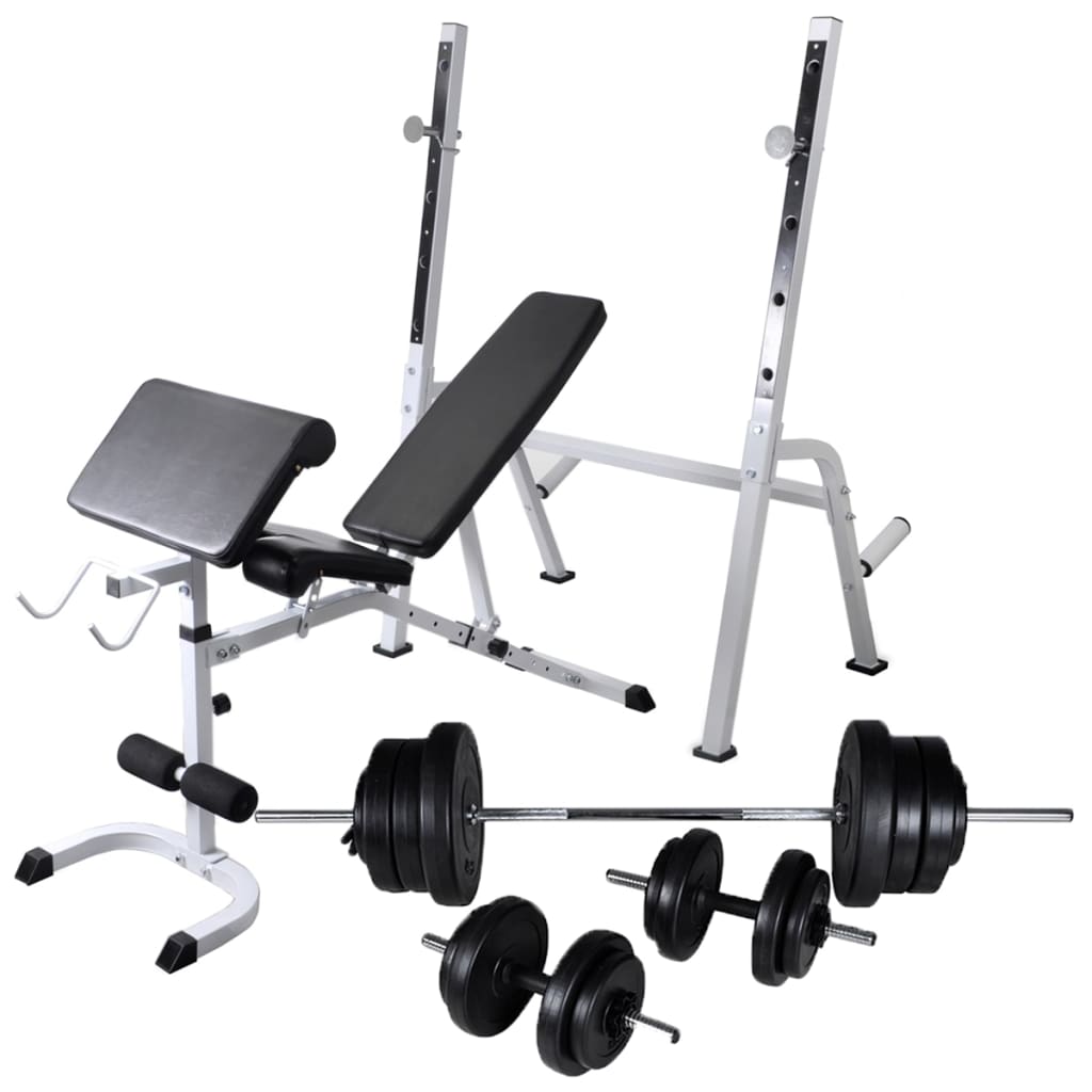 vidaXL Banc d'entraînement et support de poids jeu d'haltères 60,5 kg