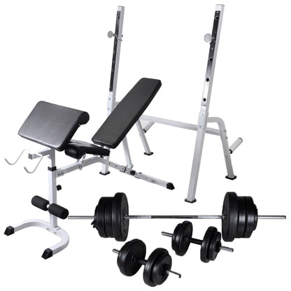 vidaXL Banc d'entraînement et support de poids jeu d'haltères 60,5 kg