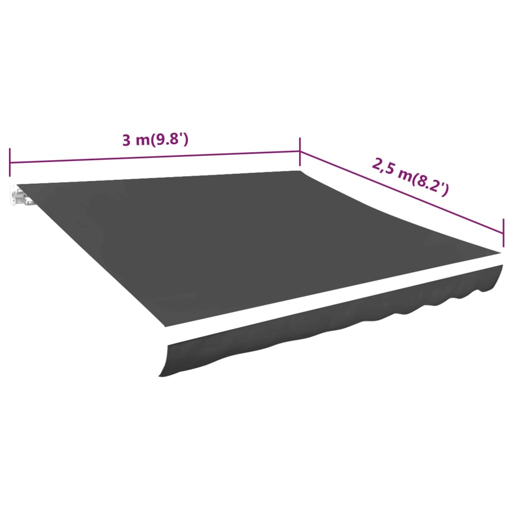 vidaXL Toile d'auvent Anthracite 300x250 cm