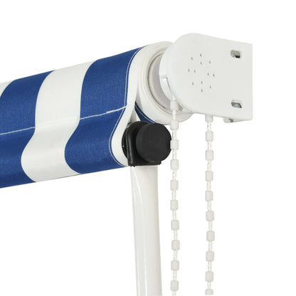vidaXL Auvent rétractable 350x150 cm Bleu et blanc