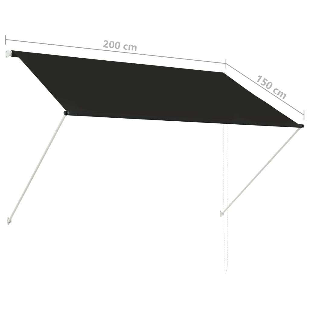 vidaXL Auvent rétractable 200x150 cm Anthracite