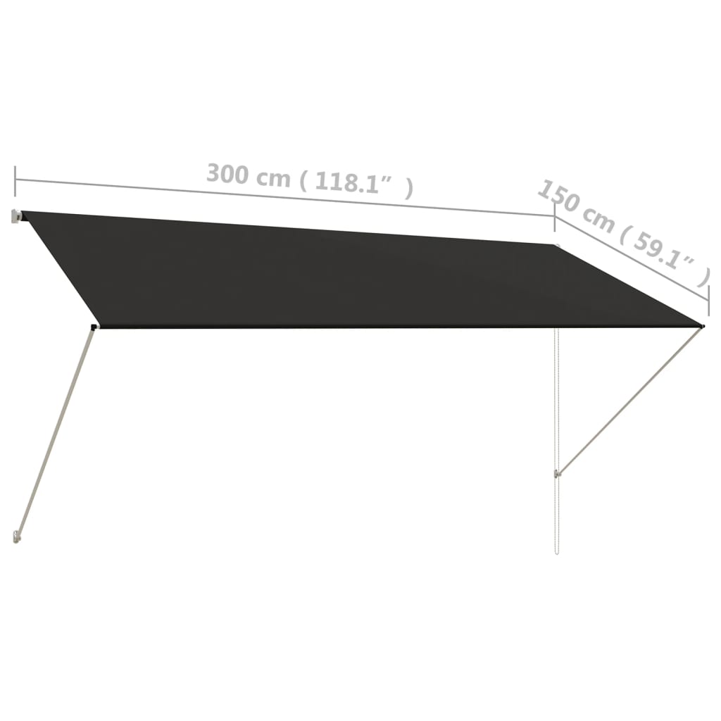 vidaXL Auvent rétractable 300x150 cm Anthracite