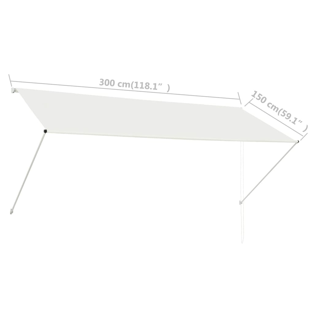 vidaXL Auvent rétractable 300x150 cm Crème