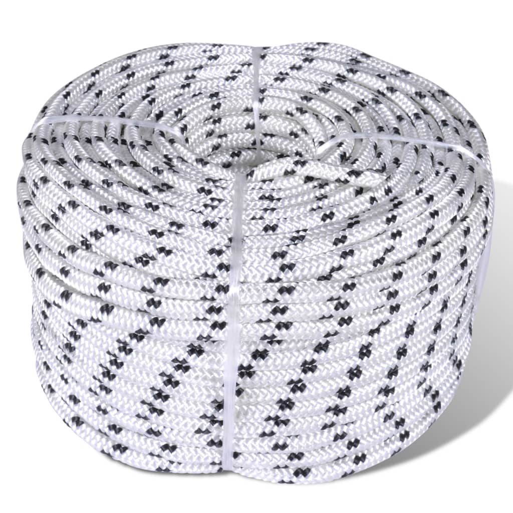 vidaXL Corde de bateau tressée Polyester 8 mm 500 m Blanc