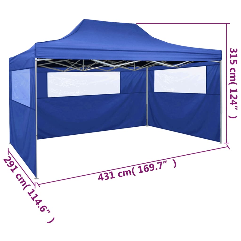 vidaXL Tente pliable avec 3 parois 3 x 4,5 m Bleu
