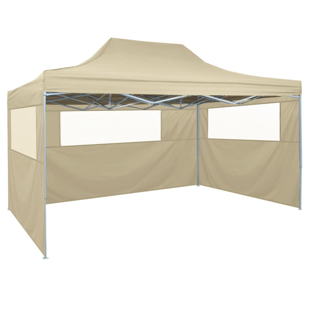 vidaXL Tente pliable avec 3 parois 3 x 4,5 m Crème