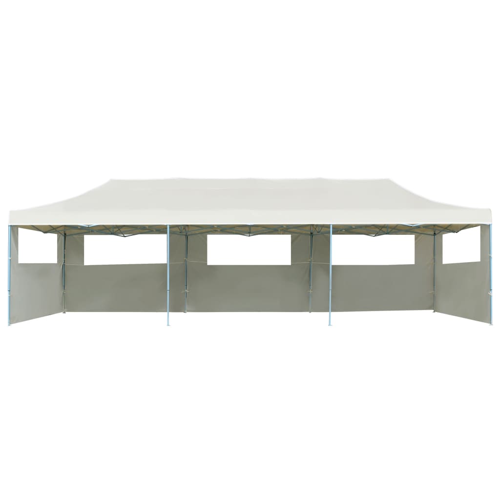 vidaXL Tente de réception pliable avec 5 parois 3x9 m Blanc cassé
