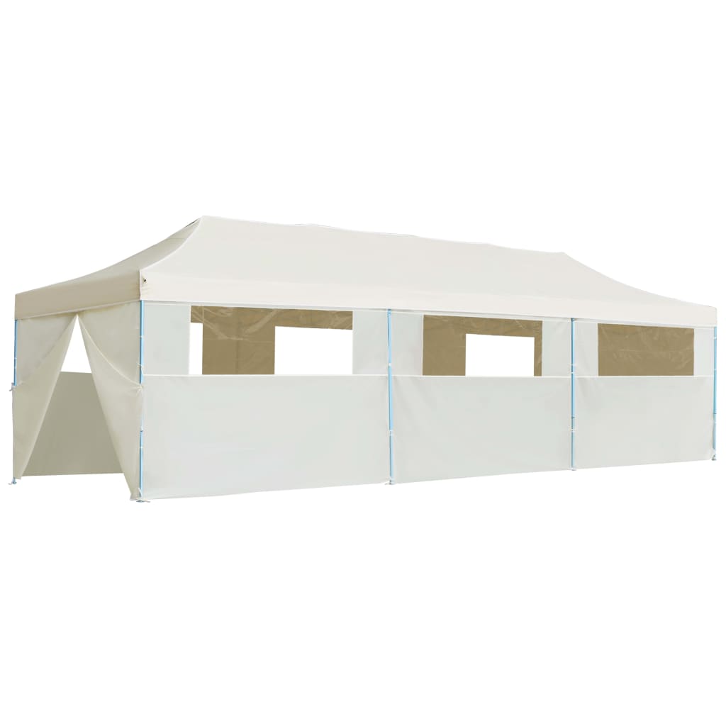 vidaXL Tente de réception pliable avec 8 parois 3x9 m Blanc cassé