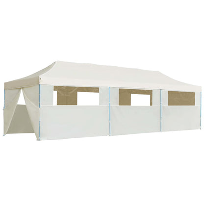 vidaXL Tente de réception pliable avec 8 parois 3x9 m Blanc cassé