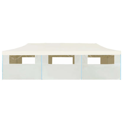 vidaXL Tente de réception pliable avec 8 parois 3x9 m Blanc cassé