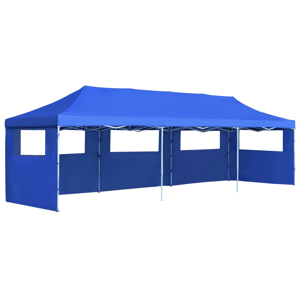 vidaXL Tente de réception pliable avec 5 parois 3x9 m Bleu