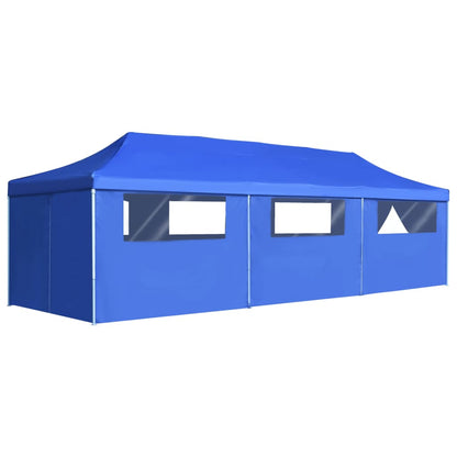 vidaXL Tente de réception pliable avec 8 parois 3x9 m Bleu
