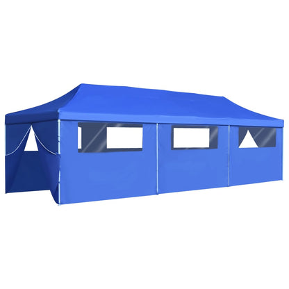 vidaXL Tente de réception pliable avec 8 parois 3x9 m Bleu