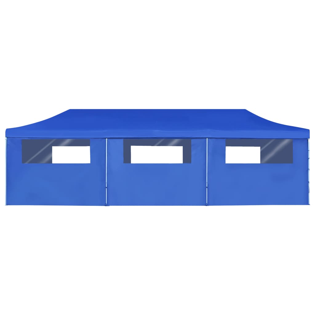 vidaXL Tente de réception pliable avec 8 parois 3x9 m Bleu