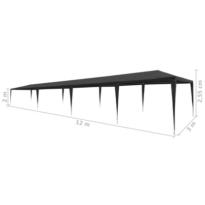 vidaXL Tente de réception 3x12 m PE Anthracite