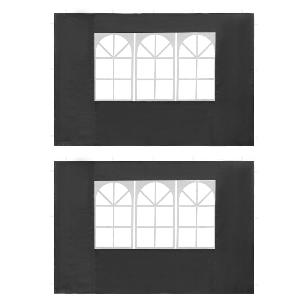 vidaXL Paroi de tente de réception 2 pcs avec fenêtre PE Anthracite