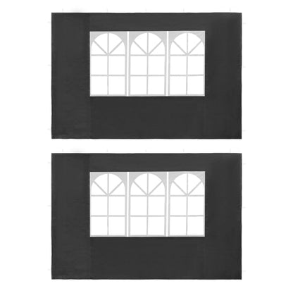 vidaXL Paroi de tente de réception 2 pcs avec fenêtre PE Anthracite